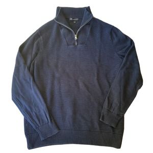 INC Sweater Sz L Navy Blue 1/4 Zip Mock-Neck Knit Pullover Casual Winter Mens